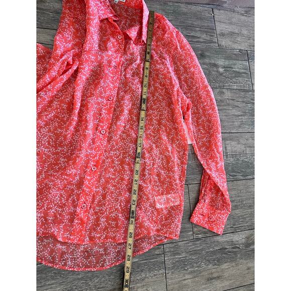 NWT Equipment Femme Women's Orange 100% Silk Button Down Shirt Top Size Large - Picture 4 of 7